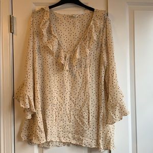 Bell sleeve polka dot blouse
